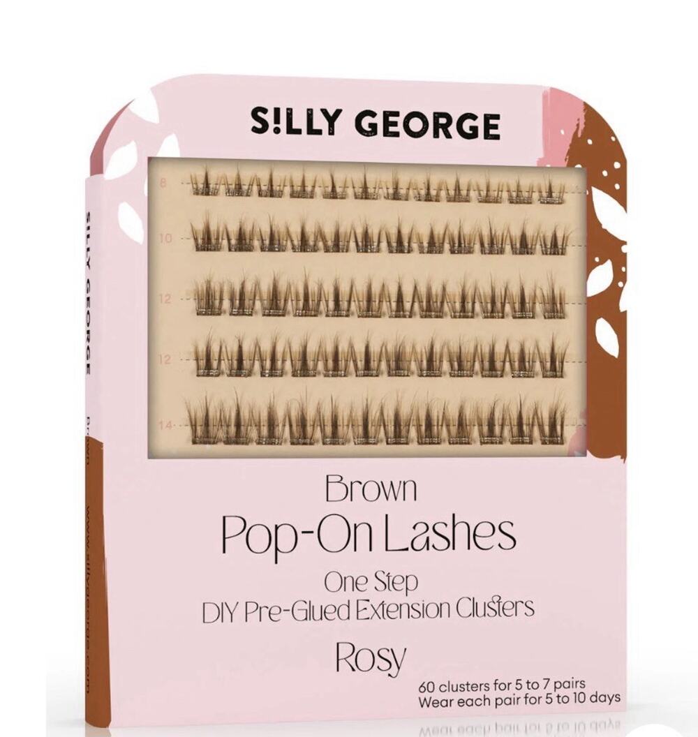 Silly George Pop-On Lashes - DIY 1-Step 1 count (Pack of 60), Brown- Rosy
